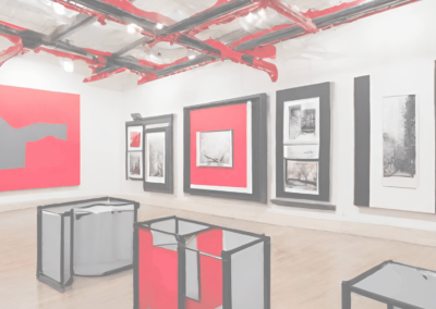 Galerie d'arts avec un fond industriel